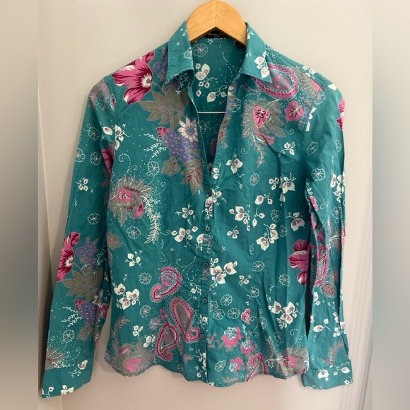 Massimo Dutti Floral Paisley Button Up Top 32/42 - Picture 1 of 4